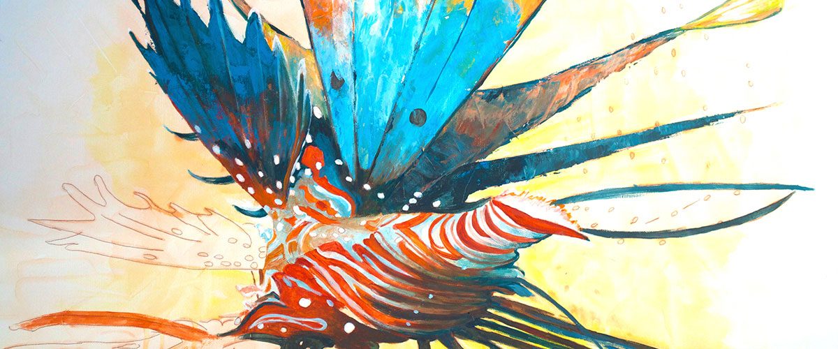 Poisson lion, Acrylique sur toile, par Carla bb